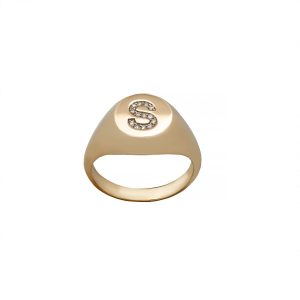 14 ayar roze altın S harfi küçük parmak yüzüğü