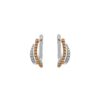14 ayar beyaz ve rose altın toplu ve pırlantalı küpe