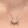 14 Ayar Rose Altın Güneş Şekilli Pırlanta Taşlı Kolye