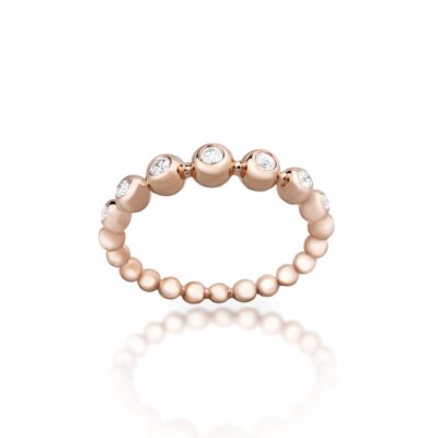 Pırlantalı 18 Ayar Rose Altın Top Top Yüzük