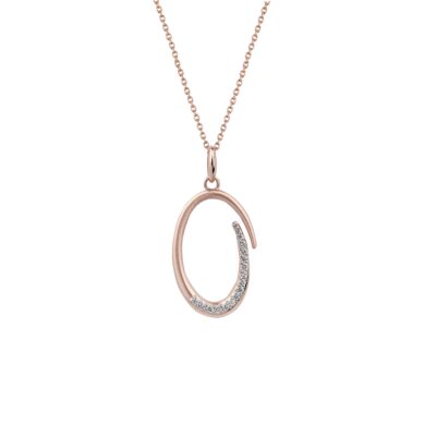 14 ayar rose altın pırlantalı oval kolye